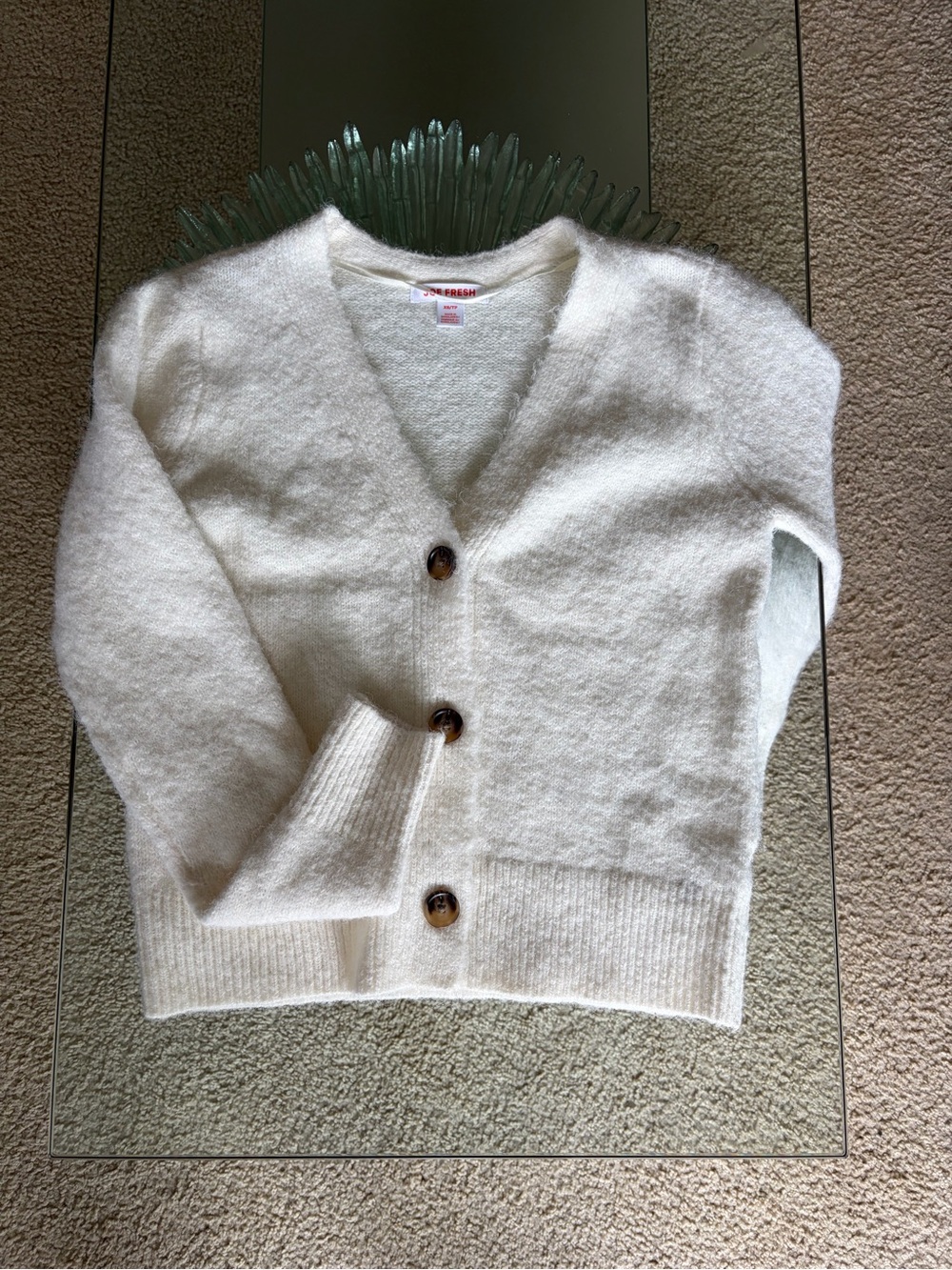 💜 Joe Fresh Ivory V-Neck Button Cardigan